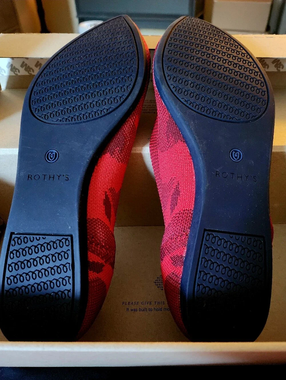 Rothy's The Point Red Camo Flats Size 10